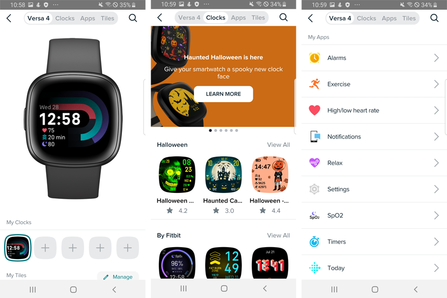 Man sieht die Einstellungen in der Fitbit App.